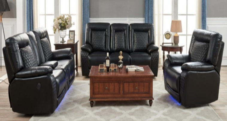 COPPER CREEK BLACK POWER SOFA RECLINING DDT W/ WIRELESS CHARGER