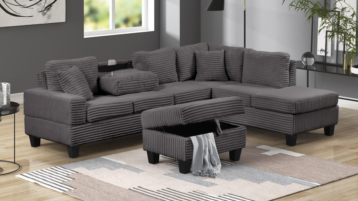 Cozy Sectional + Ottoman Gray
