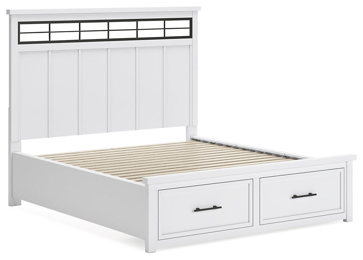 Ashbryn California King Panel Storage Bed with Mirrored Dresser and Chest