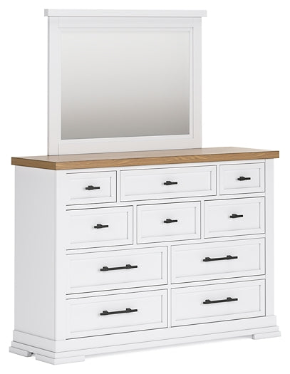 Ashbryn Queen Panel Storage Bed with Mirrored Dresser and Chest