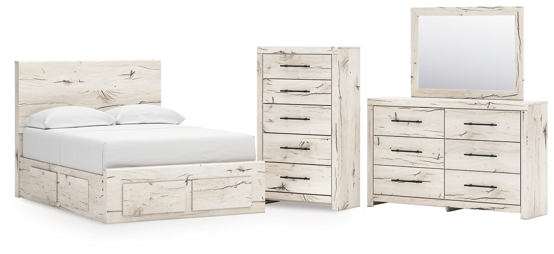 Lawroy Full Panel Storage Bed with Mirrored Dresser and Chest