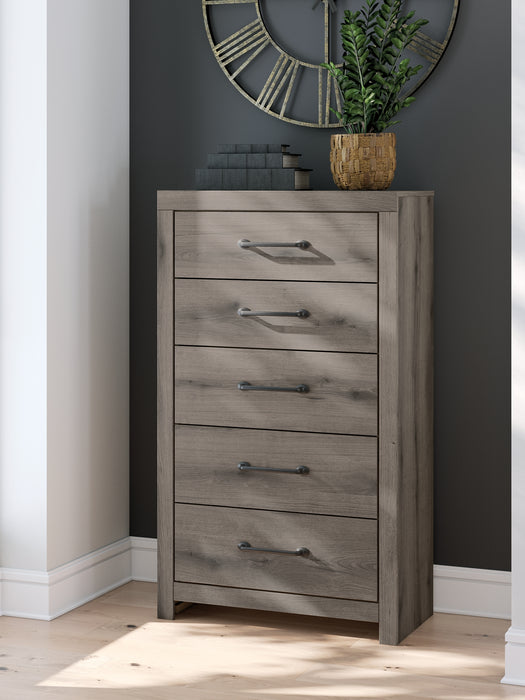 Graystorm Twin Panel Bed with Mirrored Dresser, Chest and Nightstand