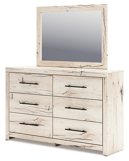 Lawroy Twin Panel Headboard with Mirrored Dresser and Chest