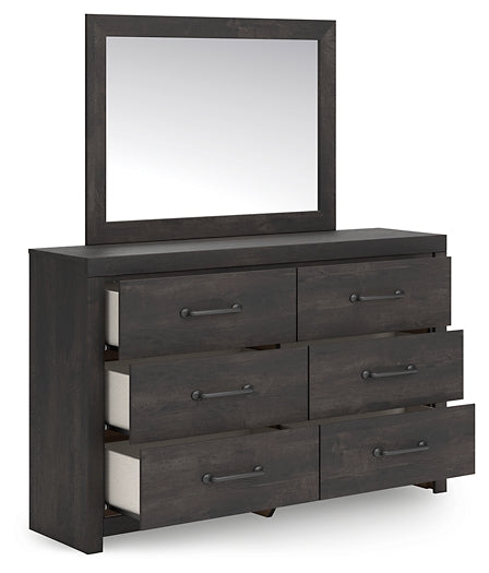 Hollivern Twin Panel Storage Bed with Mirrored Dresser and Chest