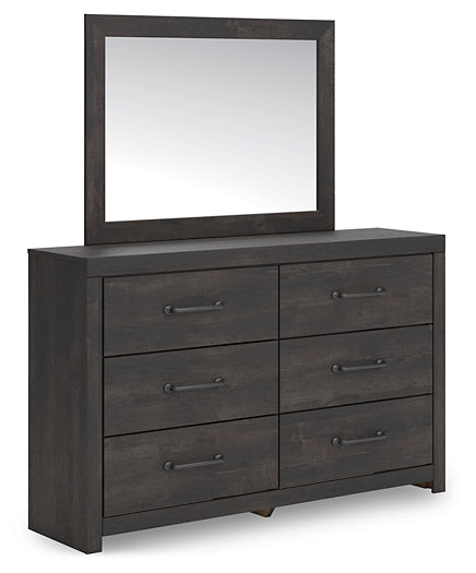 Hollivern Full Panel Bed with Mirrored Dresser and Chest