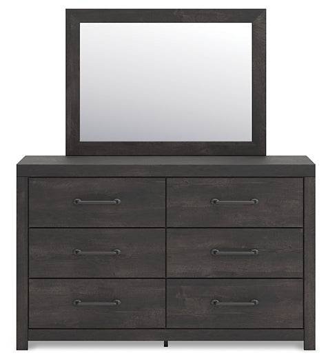 Hollivern Full Panel Bed with Mirrored Dresser and Chest