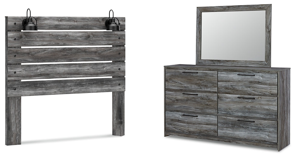 Baystorm Queen Panel Headboard with Mirrored Dresser Huntsville Furniture Outlet