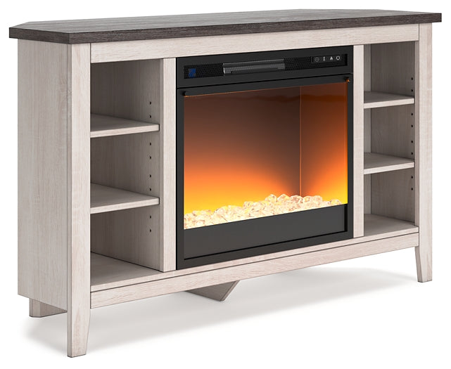 Dorrinson Corner TV Stand with Electric Fireplace Huntsville Furniture Outlet