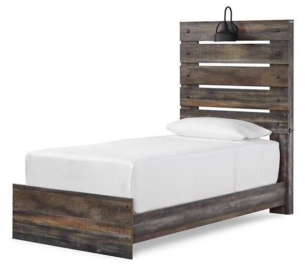 Drystan Twin Panel Bed with Mirrored Dresser, Chest and Nightstand Huntsville Furniture Outlet