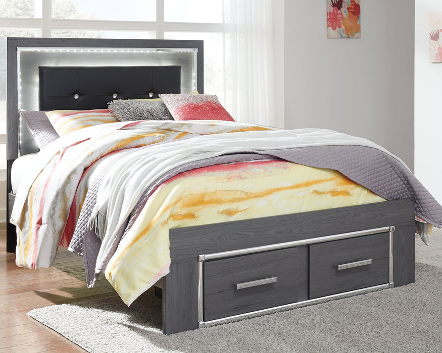 Lodanna Full Panel Bed with 2 Storage Drawers with Mirrored Dresser Huntsville Furniture Outlet