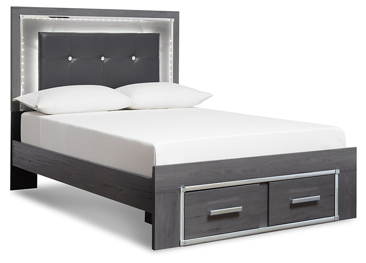 Lodanna Full Panel Bed with 2 Storage Drawers with Mirrored Dresser Huntsville Furniture Outlet