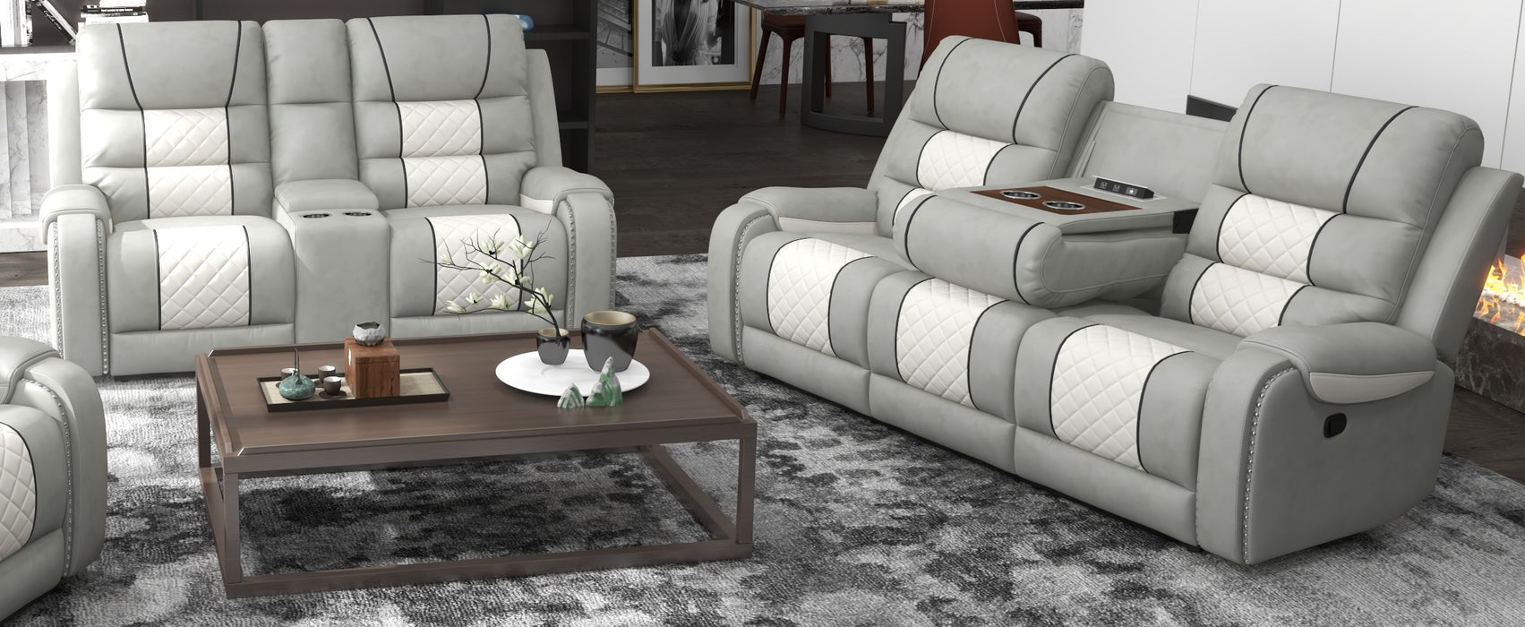 starwood Grey/White Loveseat