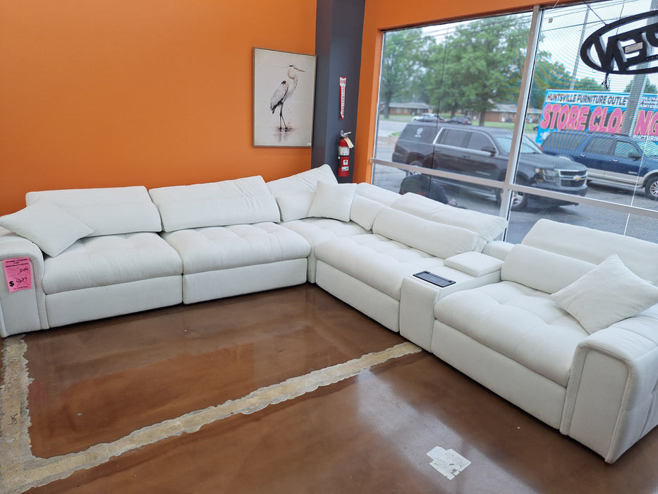6 PC white cloth sectional by kuka