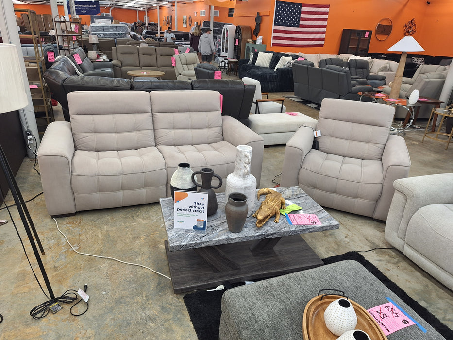 Kuka  Cream Sofa power reclining
