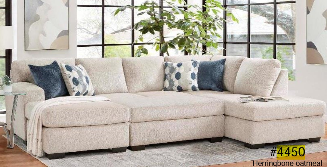 4450 Herringbone oatmeal sectional