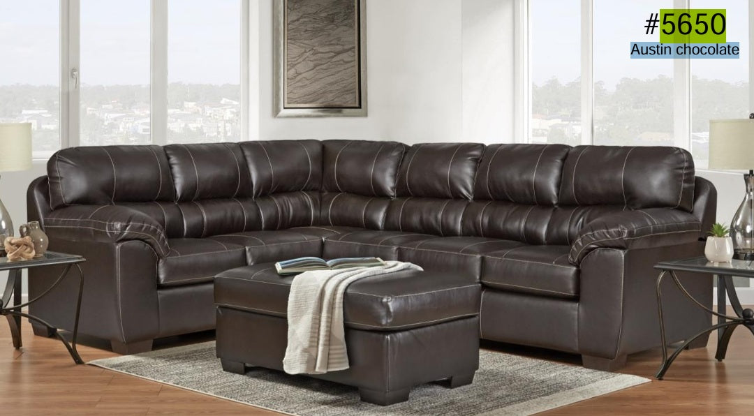 5650 Austin chocolate ottoman