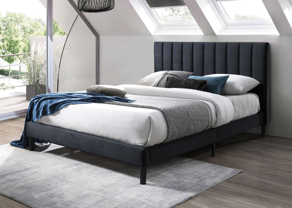 ELISA FULL BLACK VELVET PLATFORM BED