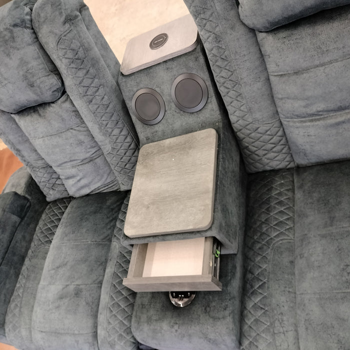 Kingly Grey Rocker, Bluetooth Loveseat, W/ LED Lights