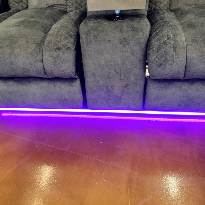 Kingly Grey Rocker, Bluetooth Loveseat, W/ LED Lights