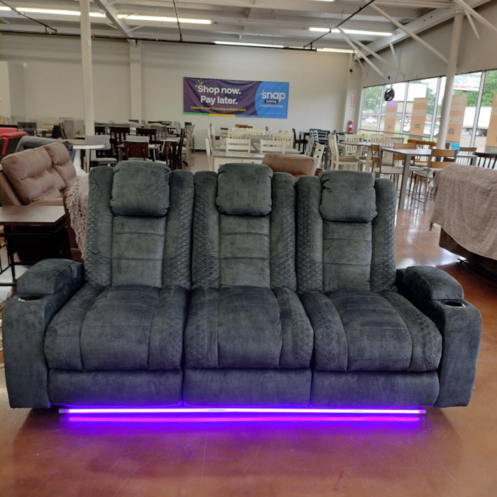 Kingly Grey Power Sofa W/ LED Lights