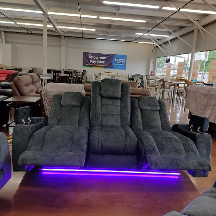 Kingly Grey Power Sofa W/ LED Lights