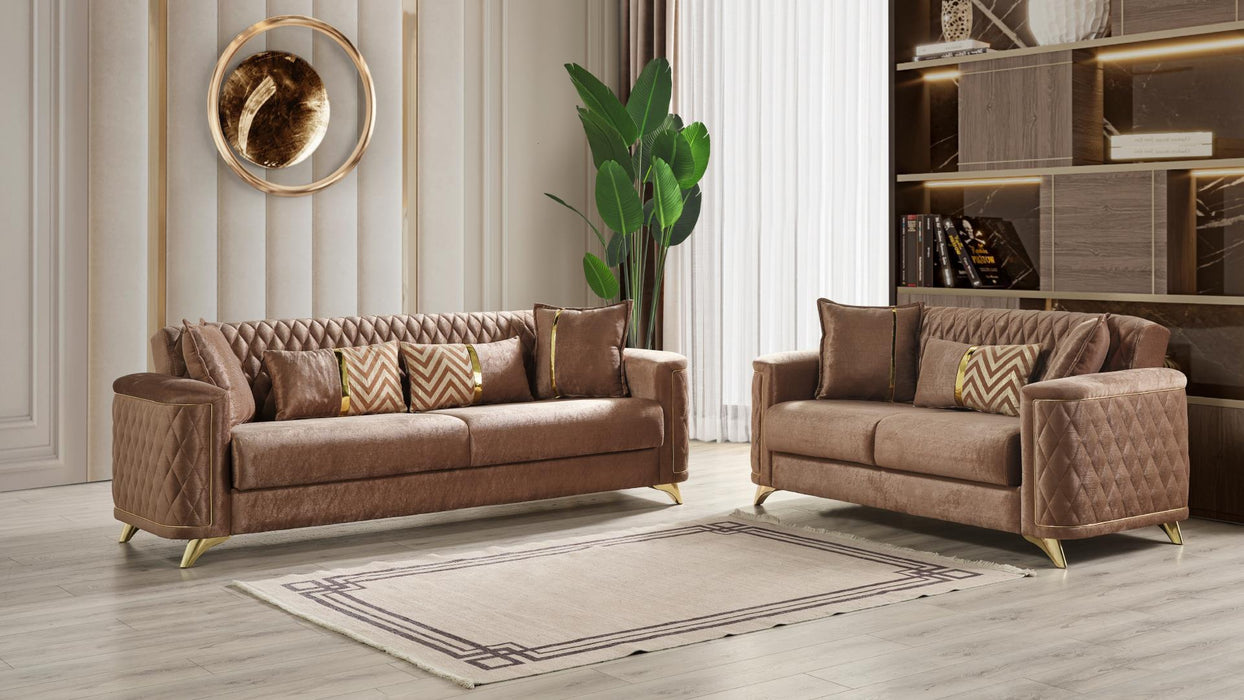 Luna 2 Pc Living Room Set in Copper