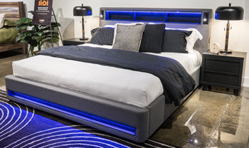 Verishaw King Upholstered Bed with Wireless Audio