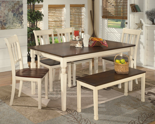 Whitesburg Dining Table and 4 Chairs and Bench Huntsville Furniture Outlet