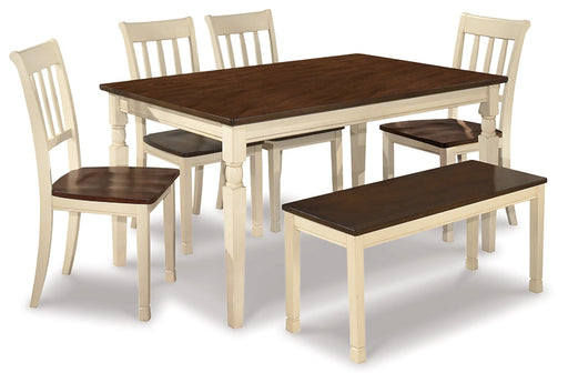 Whitesburg Dining Table and 4 Chairs and Bench Huntsville Furniture Outlet