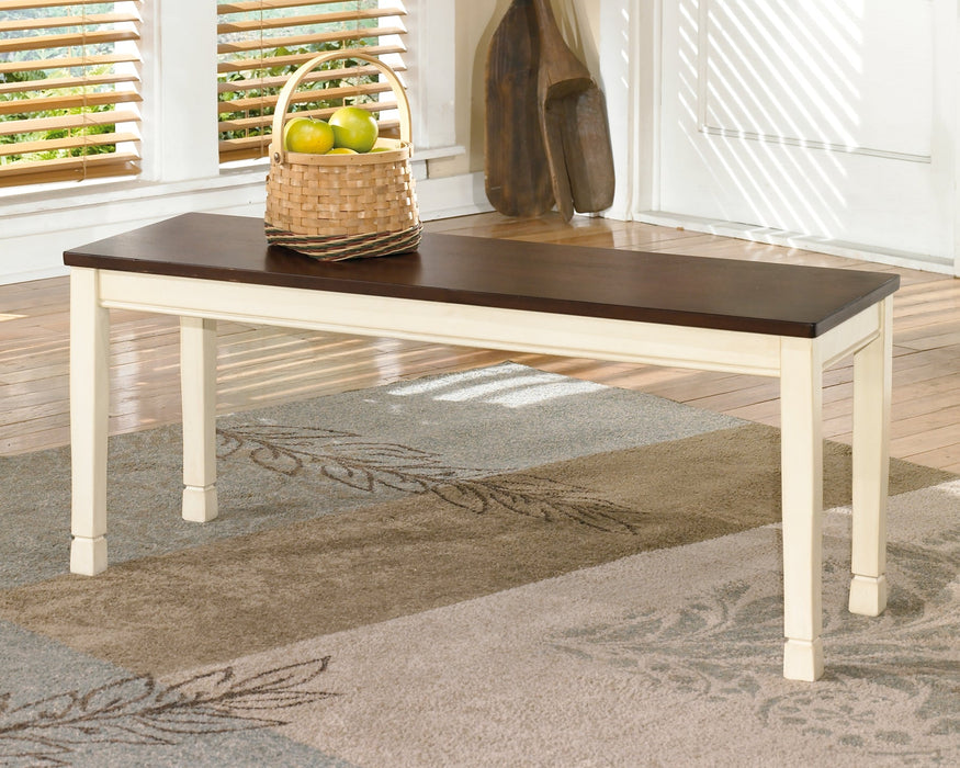 Whitesburg Dining Table and 4 Chairs and Bench with Storage Huntsville Furniture Outlet