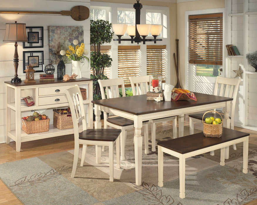 Whitesburg Dining Table and 4 Chairs and Bench with Storage Huntsville Furniture Outlet