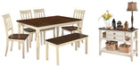 Whitesburg Dining Table and 4 Chairs and Bench with Storage Huntsville Furniture Outlet