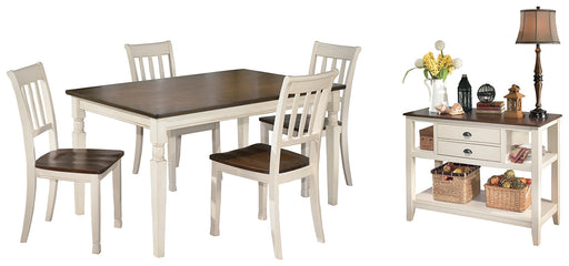 Whitesburg Dining Table and 4 Chairs with Storage Huntsville Furniture Outlet