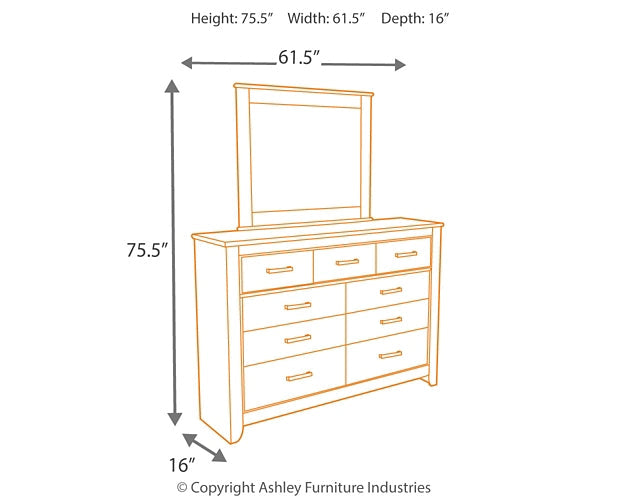 Zelen Full Panel Headboard with Mirrored Dresser Huntsville Furniture Outlet
