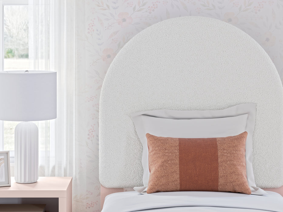 Wistenpine Twin Upholstered Panel Headboard with Mirrored Dresser and 2 Nightstands