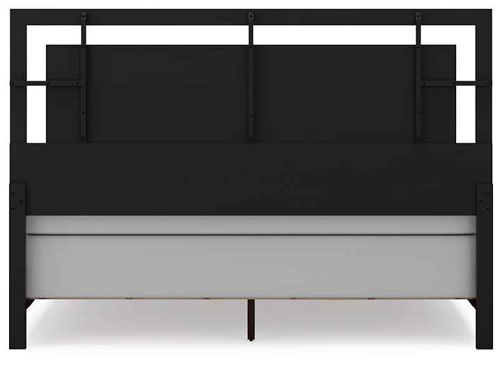 Covetown King Panel Bed with Mirrored Dresser and Chest