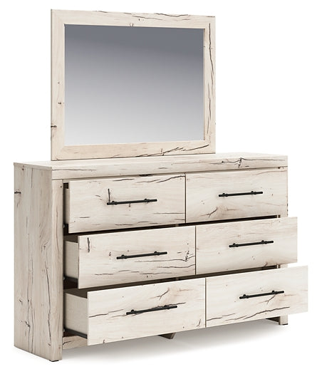 Lawroy Queen Panel Headboard with Mirrored Dresser and Chest