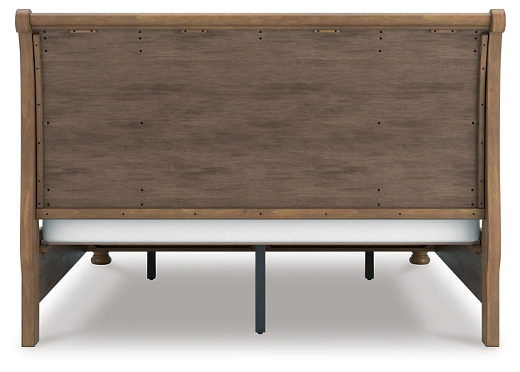 Feddinger King Storage Sleigh Bed with Mirrored Dresser and Nightstand