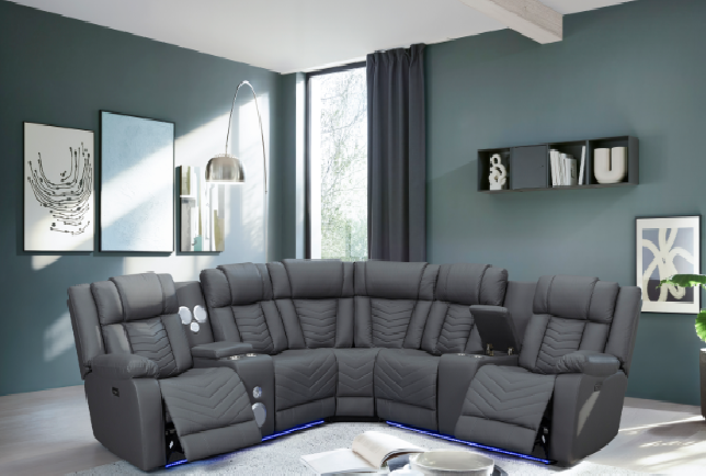 Wave dark  Grey Sectional + Bluetooth+LED