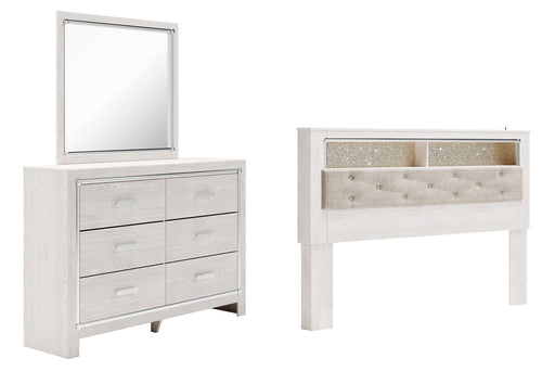 Altyra King Bookcase Headboard with Mirrored Dresser Huntsville Furniture Outlet