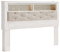 Altyra King Bookcase Headboard with Mirrored Dresser and Chest Huntsville Furniture Outlet