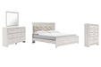 Altyra King Panel Bed with Mirrored Dresser and Chest Huntsville Furniture Outlet