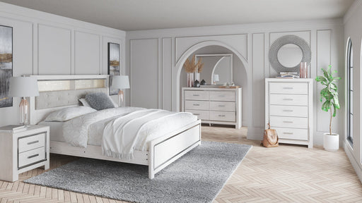Altyra King Panel Bookcase Bed with Mirrored Dresser Huntsville Furniture Outlet