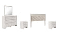 Altyra King Panel Headboard with Mirrored Dresser, Chest and 2 Nightstands Huntsville Furniture Outlet