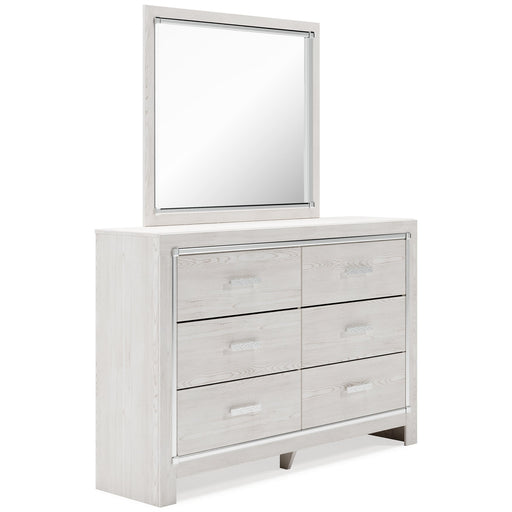 Altyra Queen Bookcase Headboard with Mirrored Dresser Huntsville Furniture Outlet