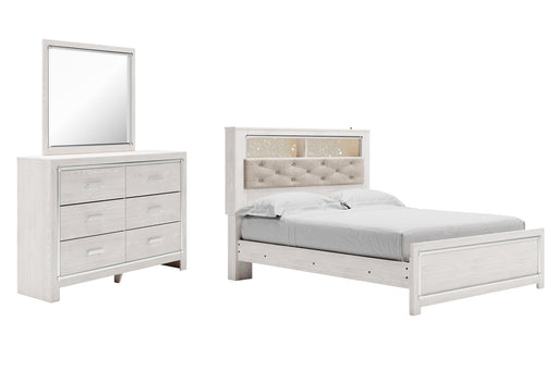 Altyra Queen Panel Bookcase Bed with Mirrored Dresser Huntsville Furniture Outlet