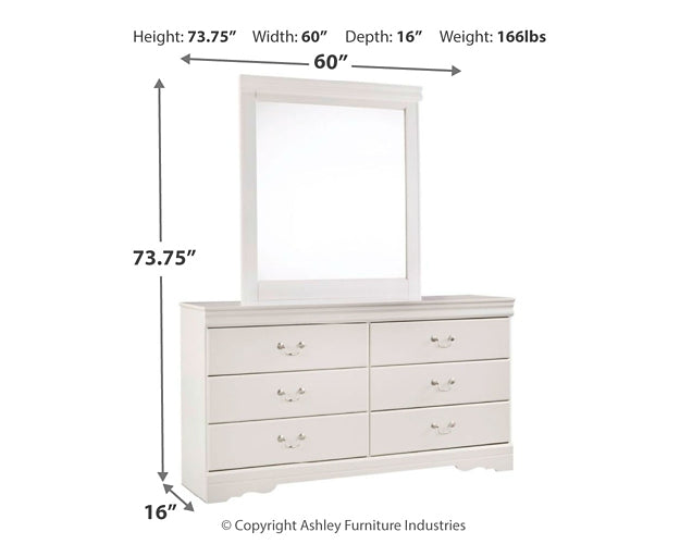 Anarasia Full Sleigh Headboard with Mirrored Dresser Huntsville Furniture Outlet