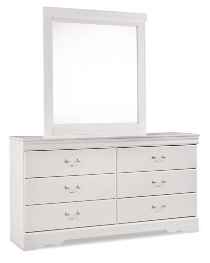 Anarasia Twin Sleigh Headboard with Mirrored Dresser Huntsville Furniture Outlet