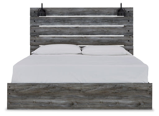 Baystorm King Panel Bed with Mirrored Dresser and Chest Huntsville Furniture Outlet