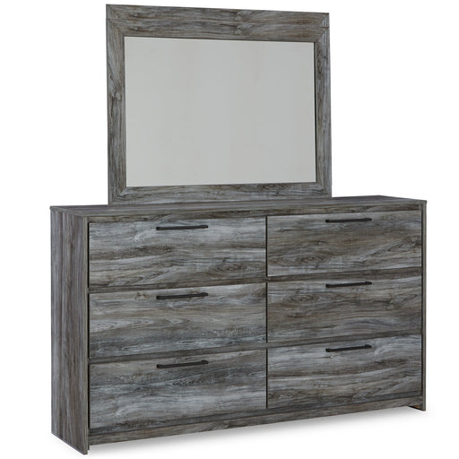 Baystorm Queen Panel Bed with Mirrored Dresser Huntsville Furniture Outlet